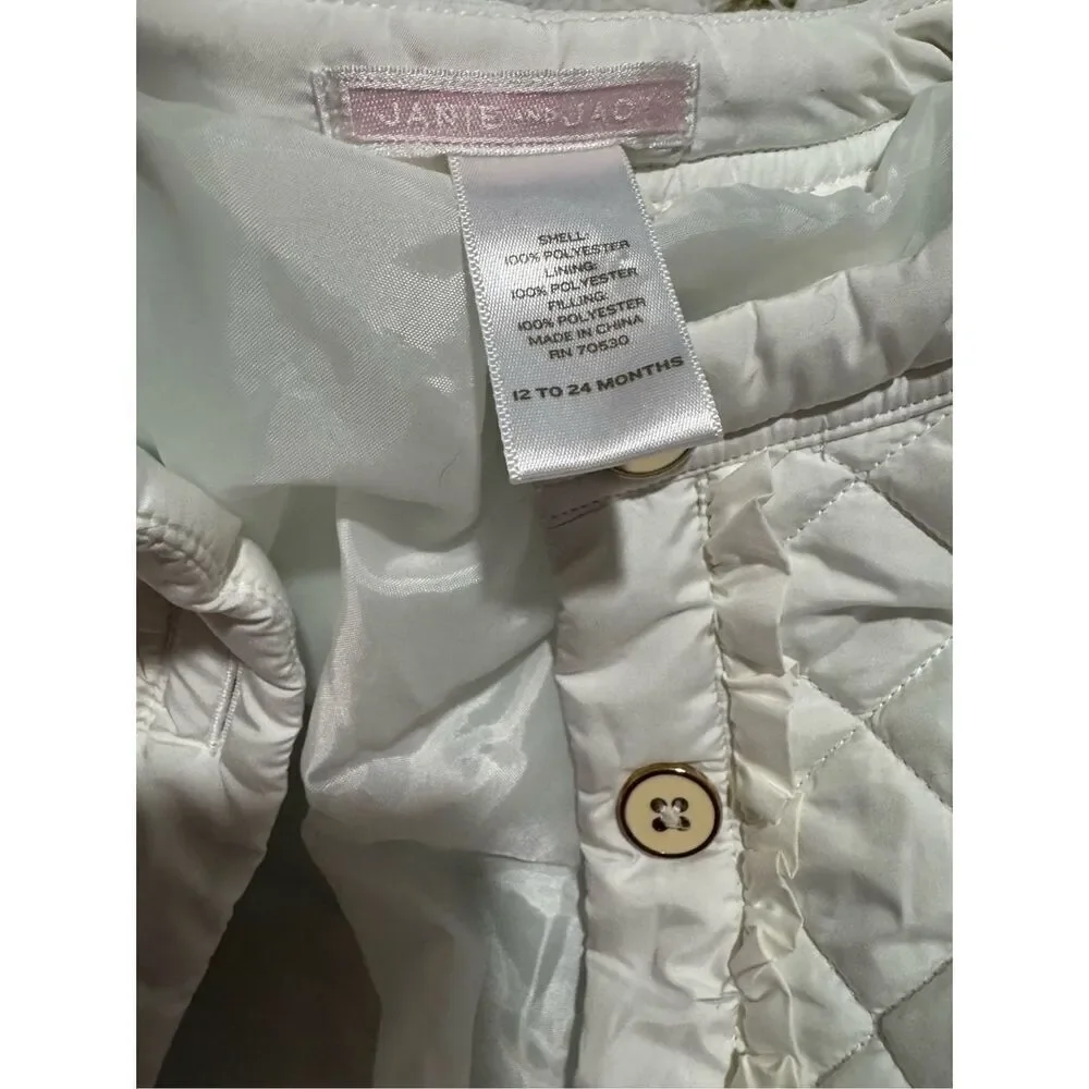 Janie and Jack white button front puffer jacket 12-24 M